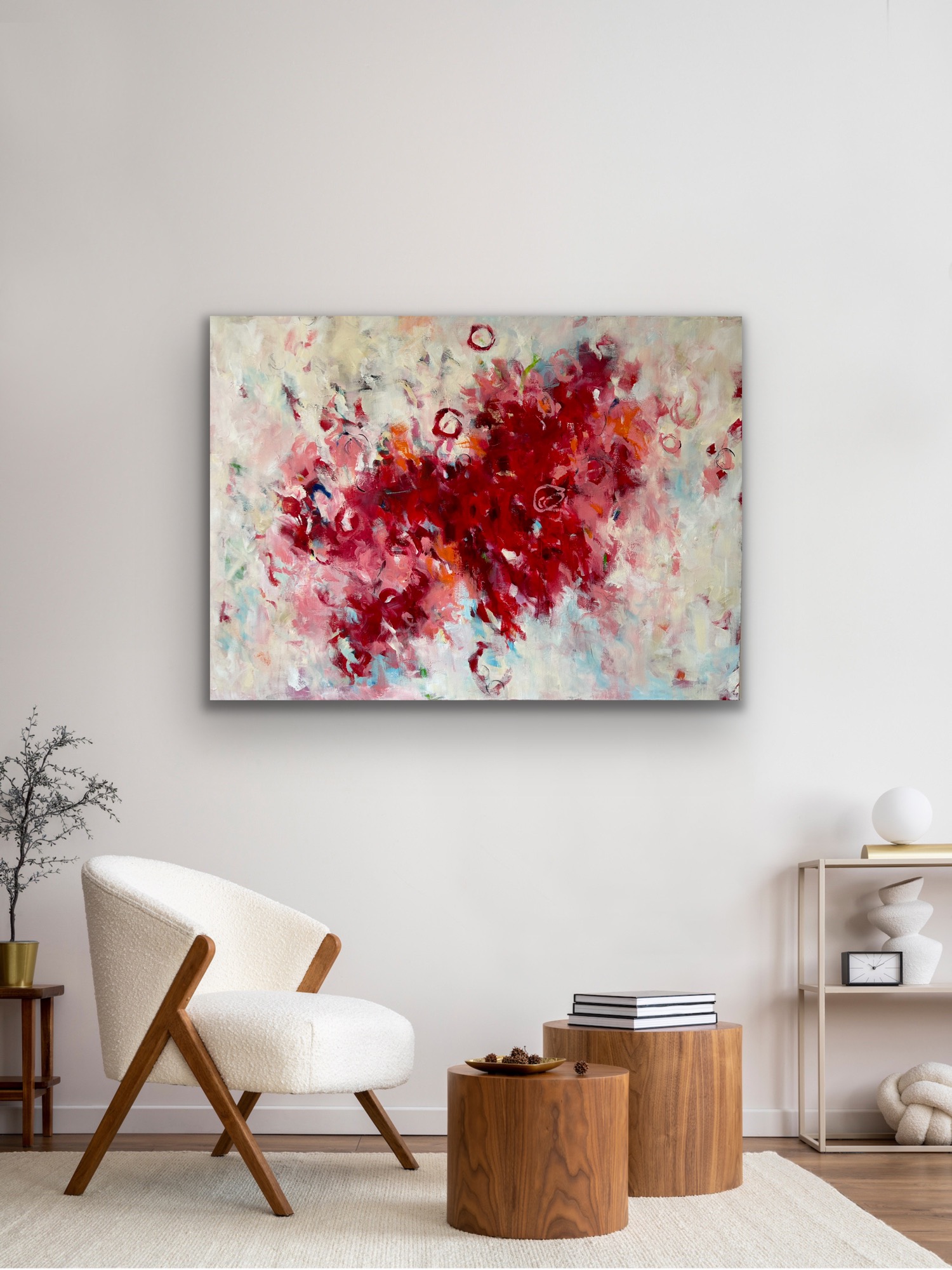 Abstraktes Kunstwerk Power Flow von Sandra Obel als Blickfang in einem modernen Wohn- oder Arbeitsraum.