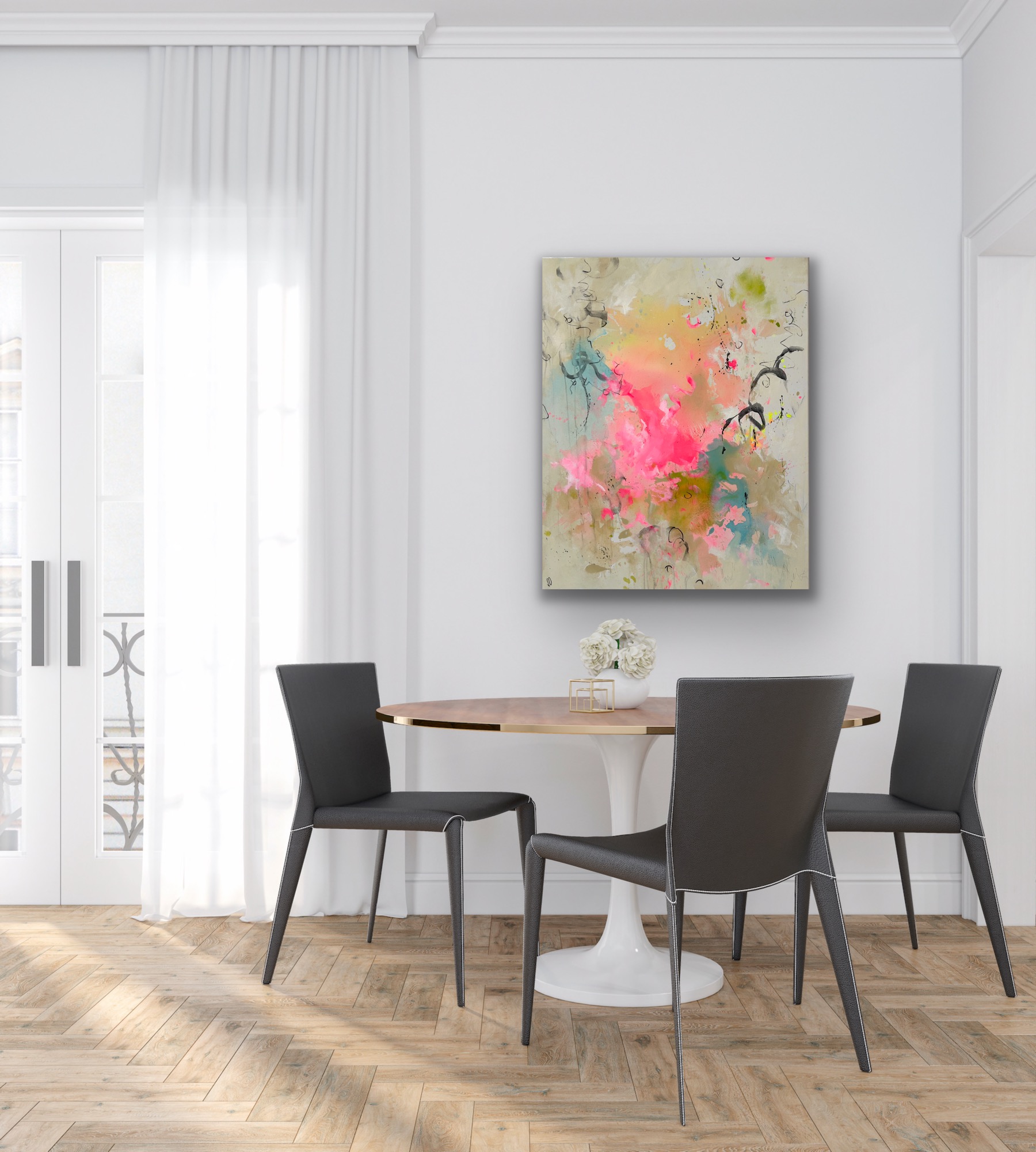 Kunstwerk Vibrations. Abstraktes Gemälde von Sandra Obel.