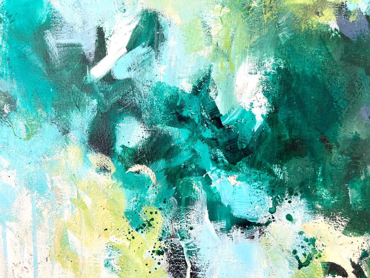 Detail Forest Whispers. Abstraktes Gemälde von Sandra Obel.