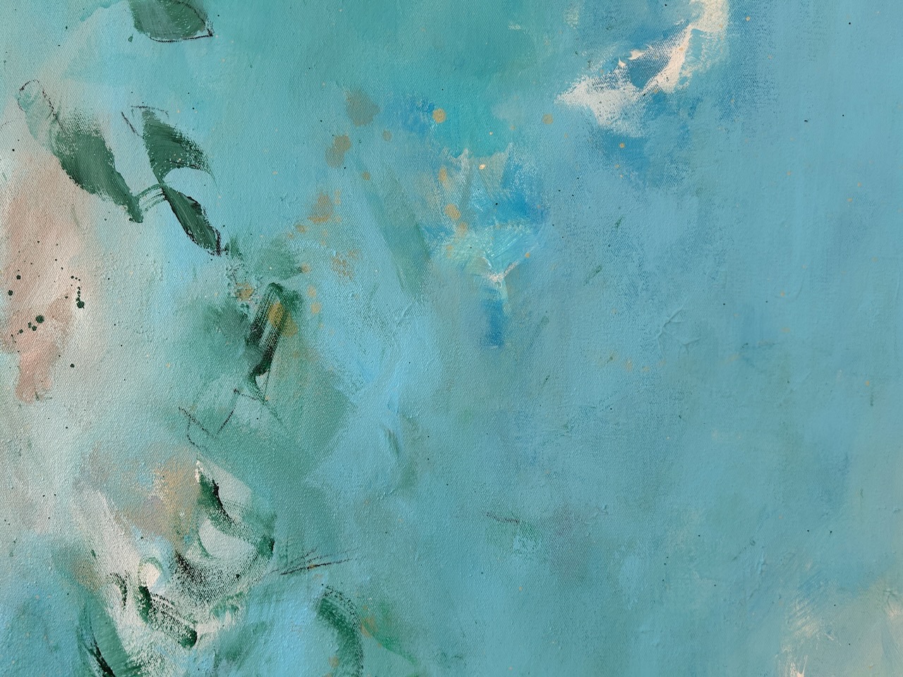 Sandra Obel, abstrakte Malerei. It's Your Focus, blaues Kunstwerk, Detail