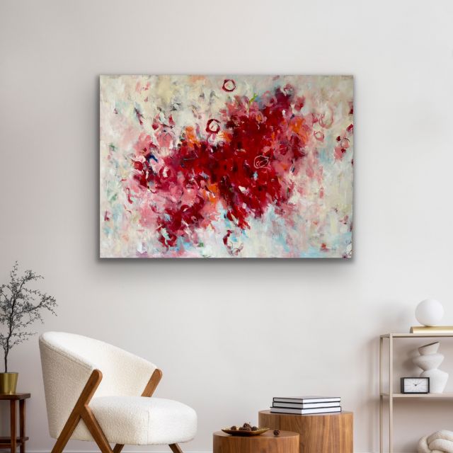 Abstraktes Kunstwerk Power Flow von Sandra Obel als Blickfang in einem modernen Wohn- oder Arbeitsraum.