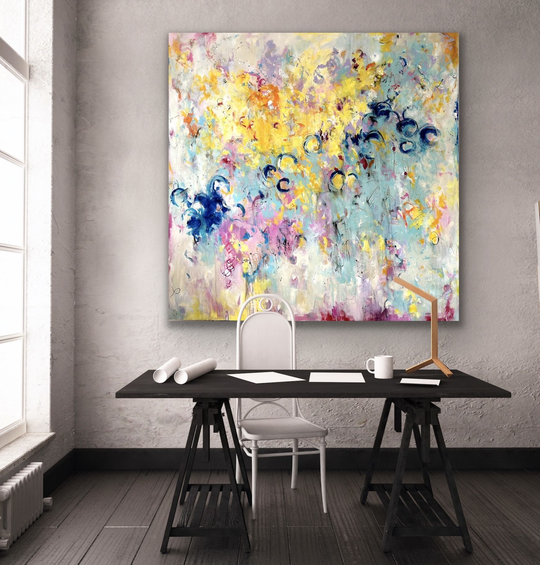 Kunstwerk Leuchtfeuer. Abstraktes Gemälde von Sandra Obel.