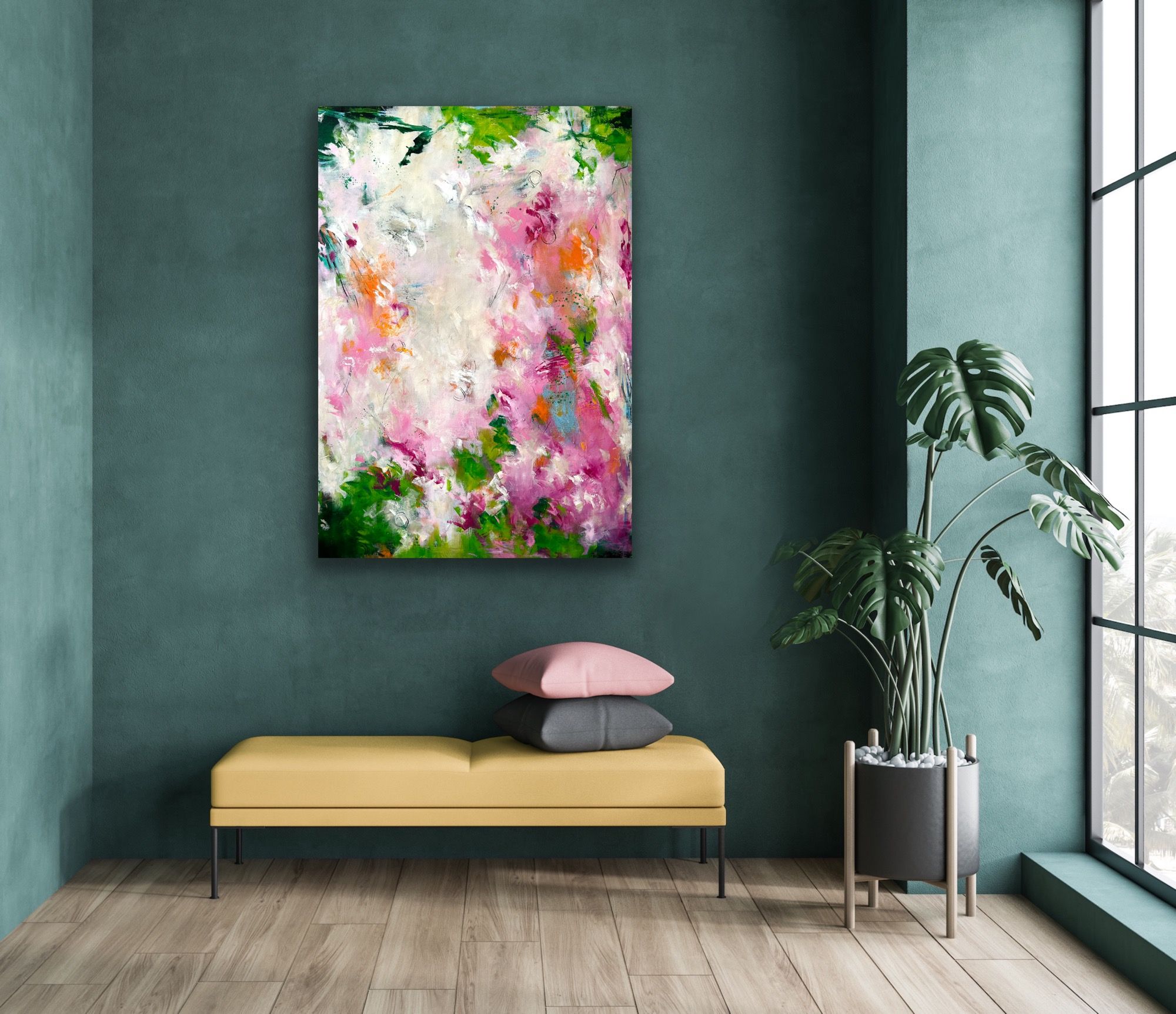 Kunstwerk Inner Romance. Abstraktes Gemälde von Sandra Obel.