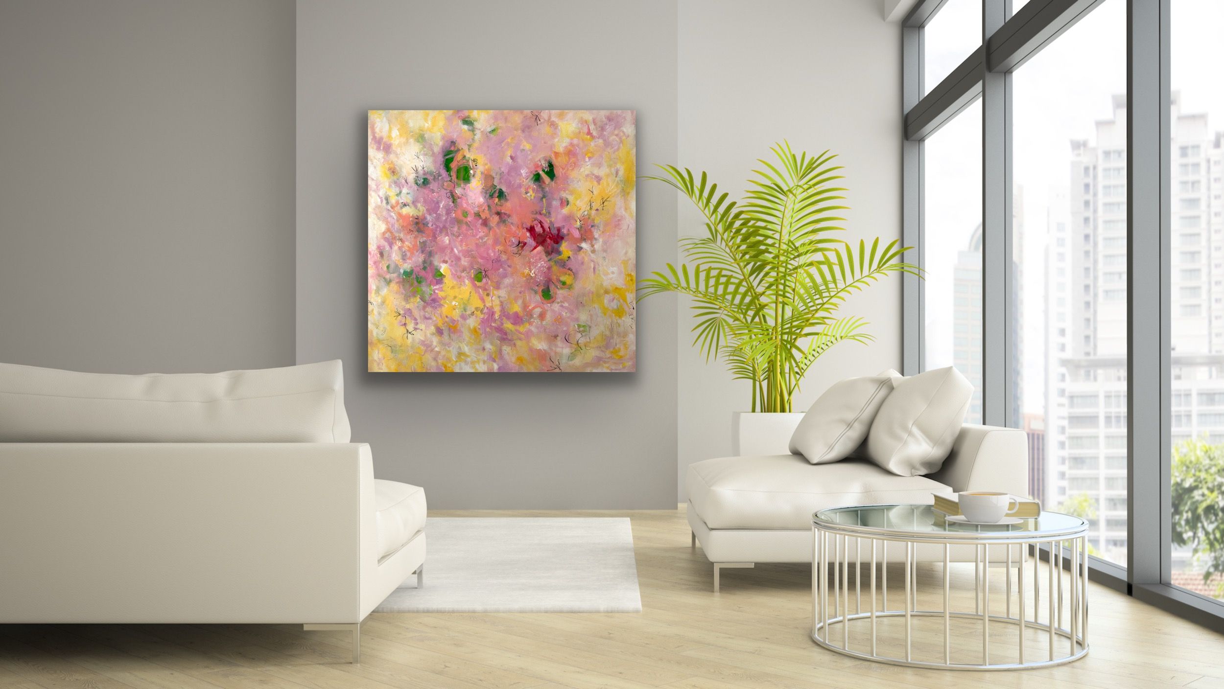 Kunstwerk Possibilities. Abstraktes Gemälde von Sandra Obel.