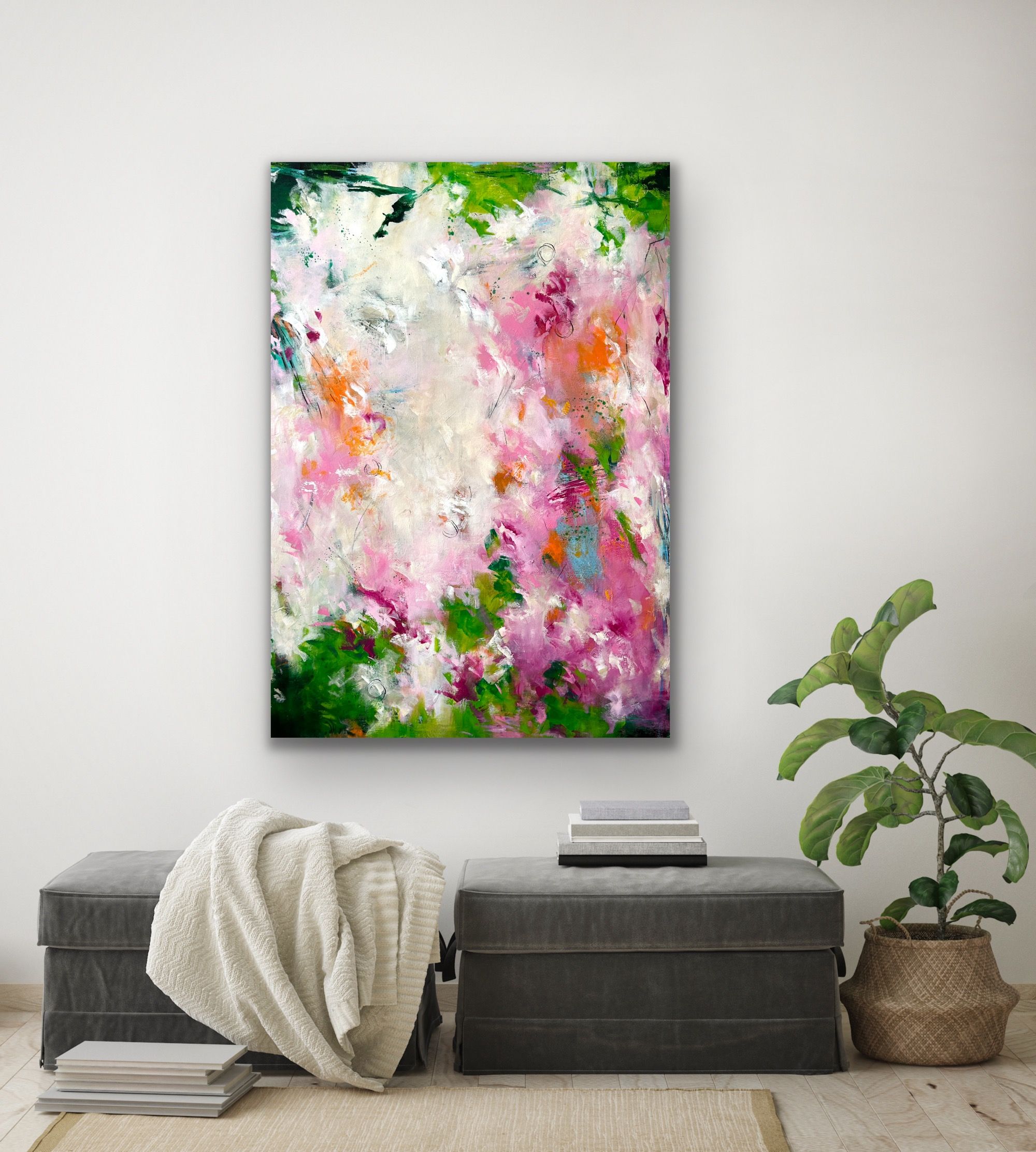 Kunstwerk Inner Romance. Abstraktes Gemälde von Sandra Obel.