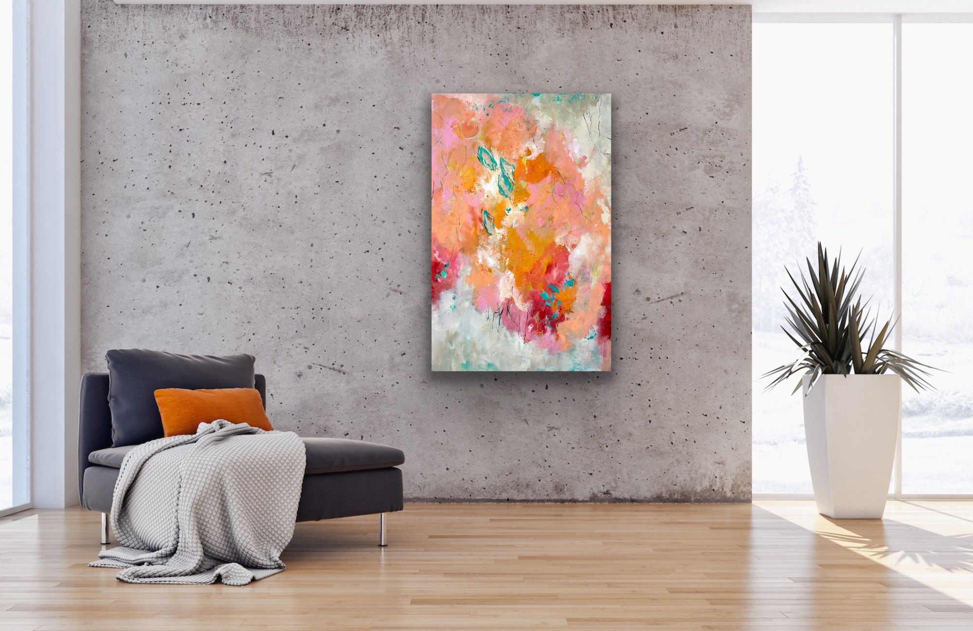 Kunstwerk Rise up. Abstraktes Gemälde von Sandra Obel.