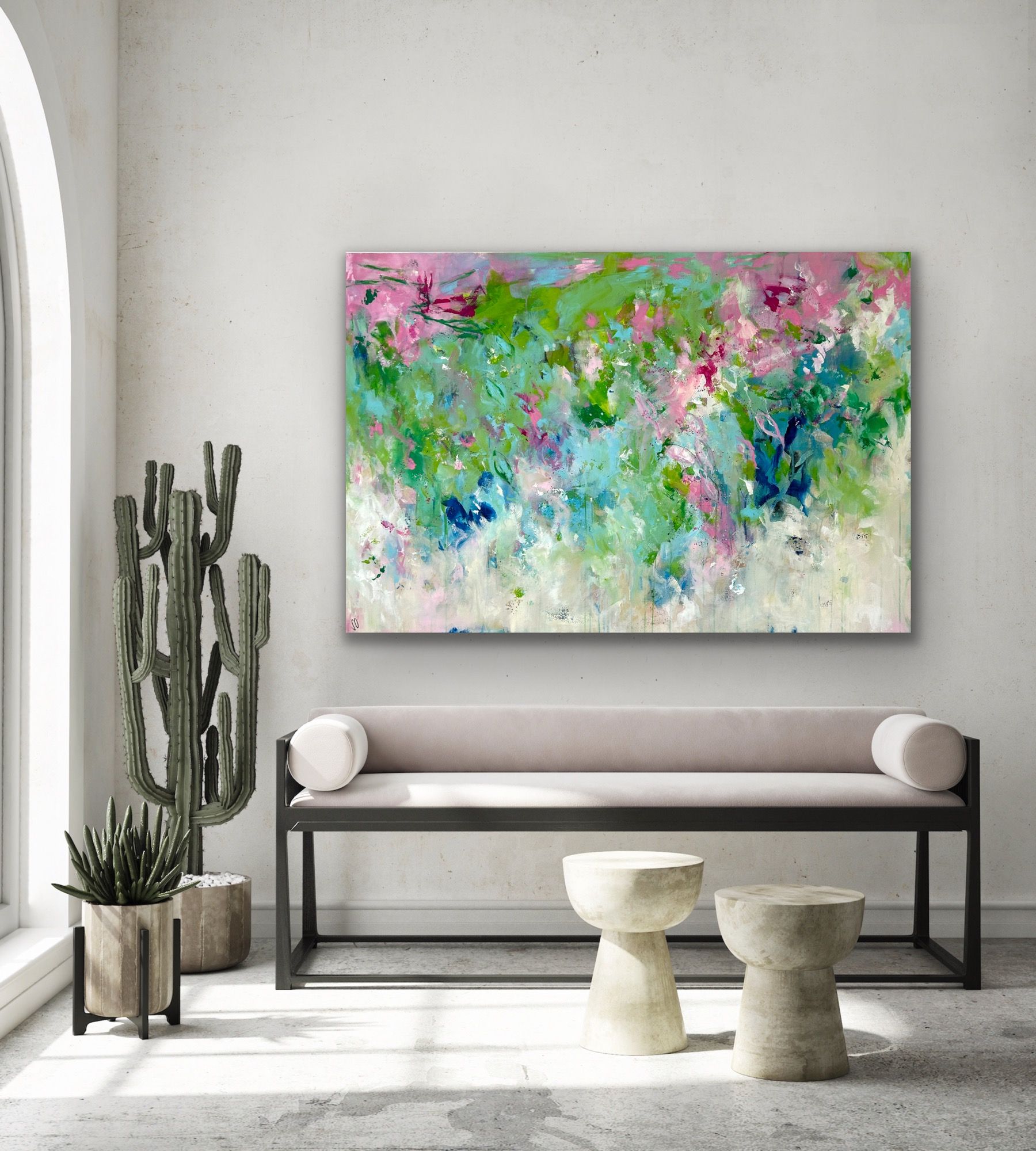 Kunstwerk New Start. Abstraktes Gemälde von Sandra Obel.