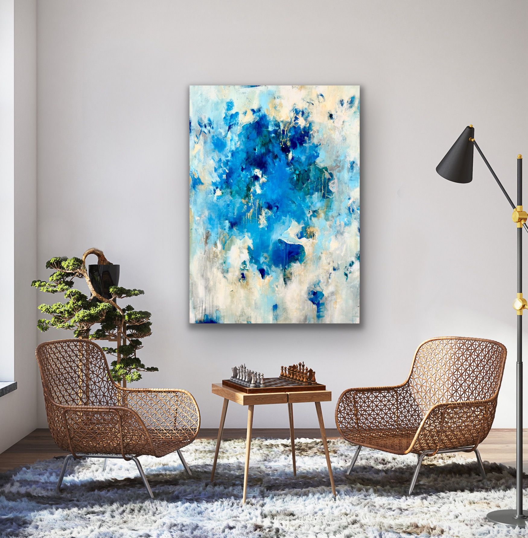 Kunstwerk Imagine. Abstraktes Gemälde von Sandra Obel.