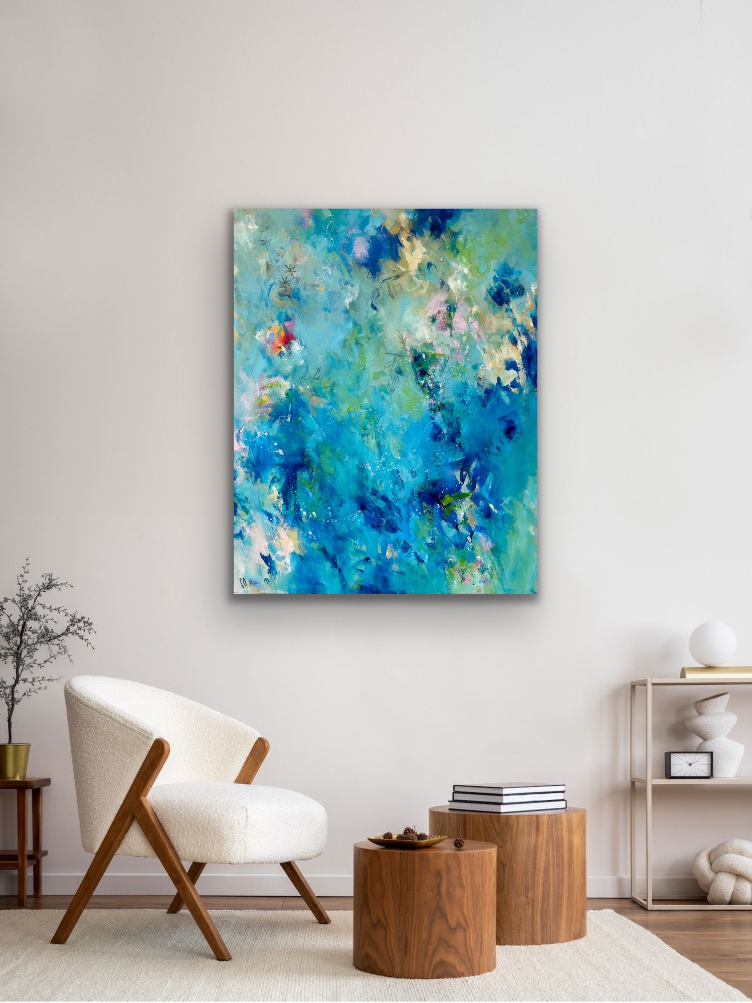 Kunstwerk Deep Balance. Abstraktes Gemälde von Sandra Obel.