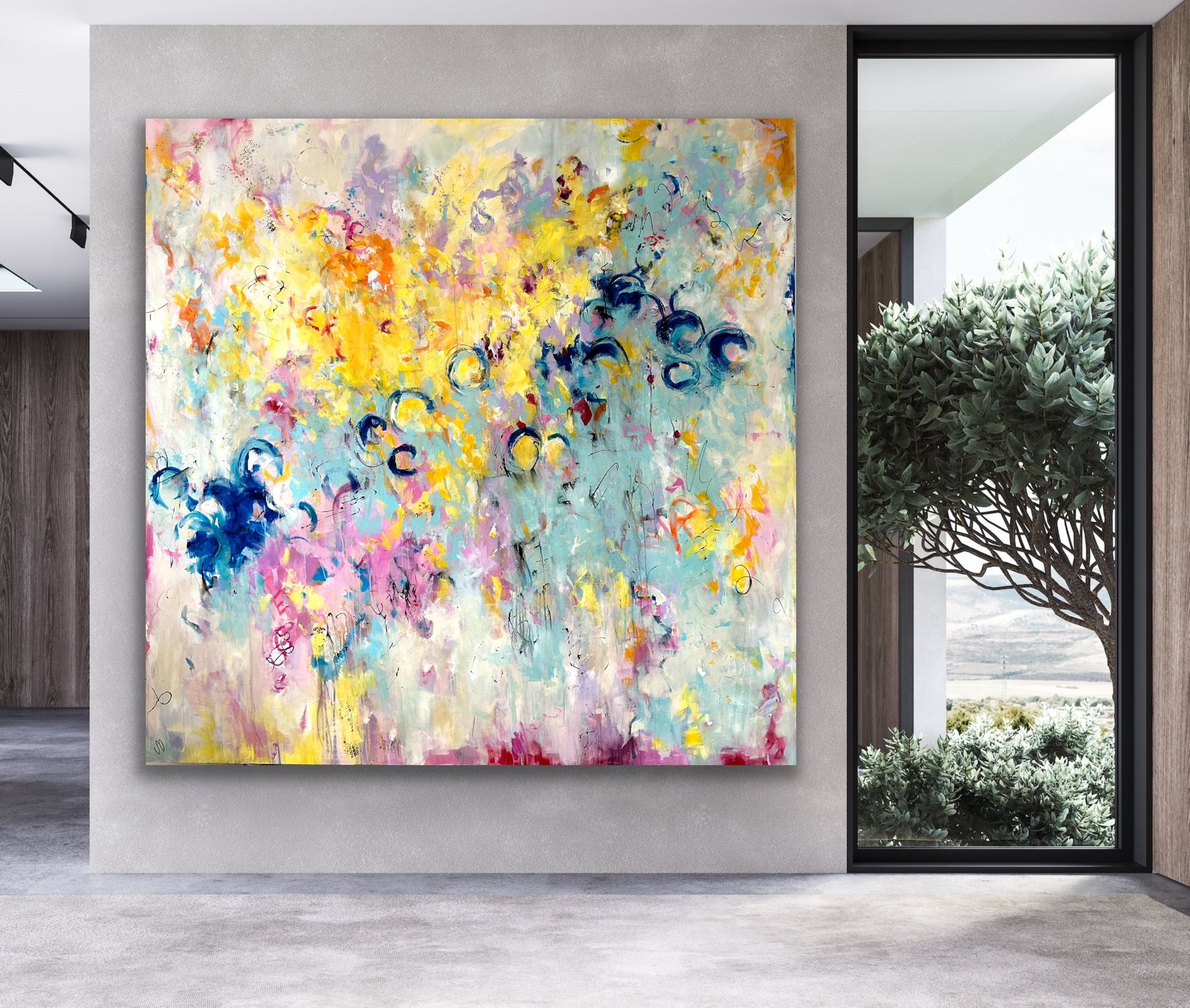 Kunstwerk Leuchtfeuer. Abstraktes Gemälde von Sandra Obel.