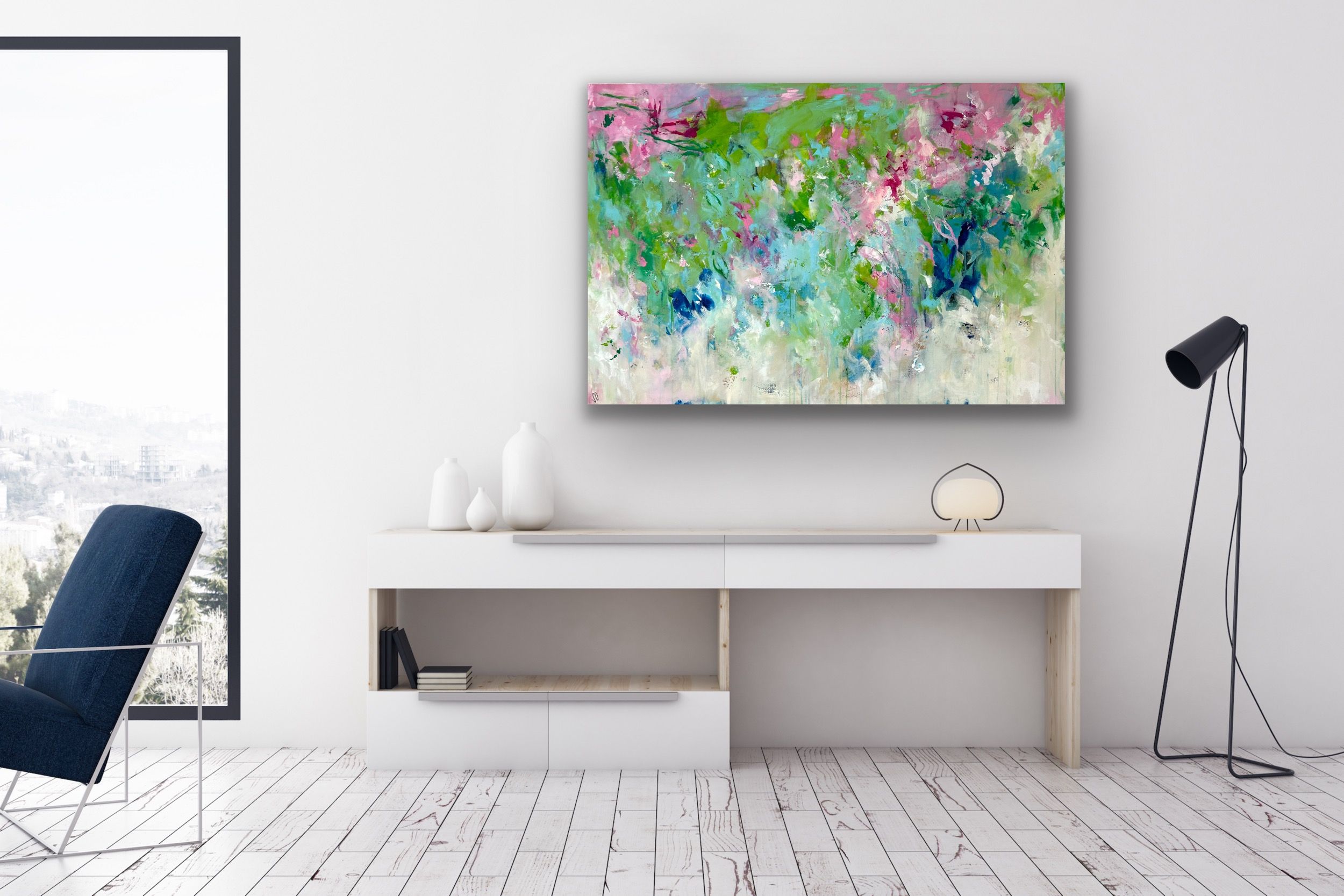 Kunstwerk New Start. Abstraktes Gemälde von Sandra Obel.